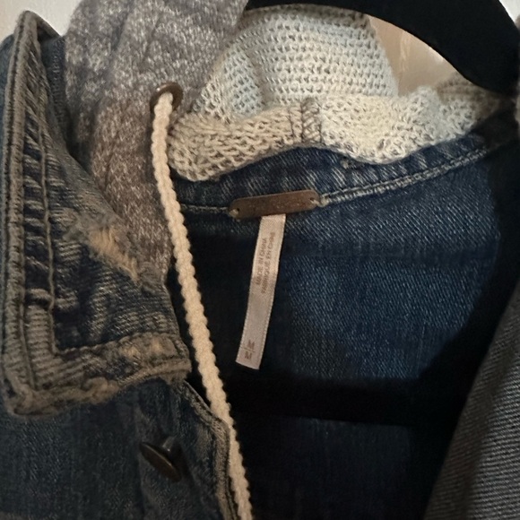Free People Blue Jean Jacket with Gray Sleeves - Picture 5 of 7